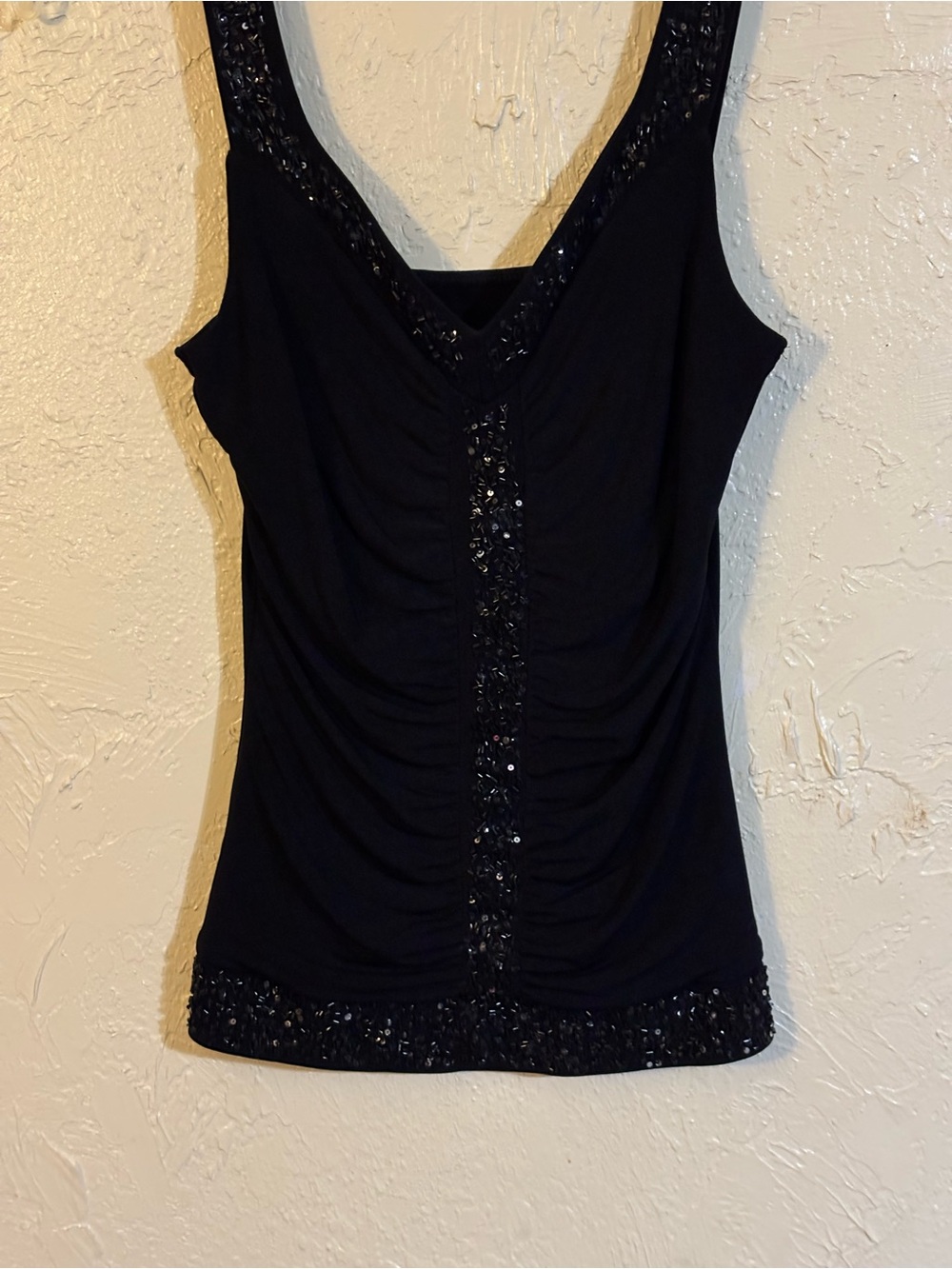 Black Sequin V-Neck Camisole Tank Top
